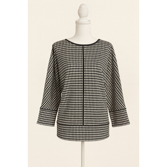 Jones New York L NWT Gingham Top Preppy Smart Classic Workwear Minimalist Chic - Picture 2 of 16